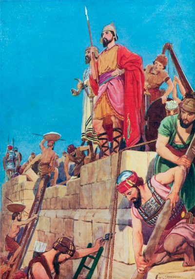 Rebuilding the Walls of Jerusalem by William Henry (after) Margetson