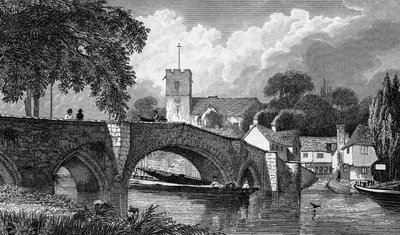Aylesford Church and Bridge, engraved by B. Winkles, published 1829 by William Henry Bartlett