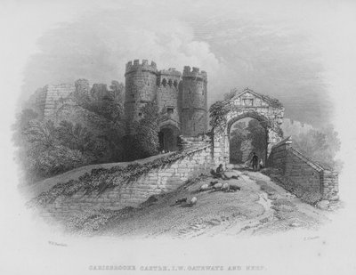 Carisbrooke Castle, Isle of Wight, Gateways and Keep by William Henry Bartlett