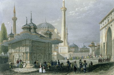 Fountain and Square of St. Sophia, Istanbul, Engraved by T. Higham by William Henry Bartlett
