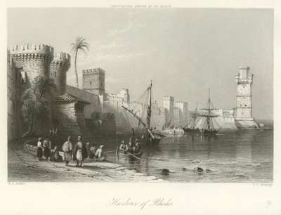 Harbour of Rhodes by William Henry Bartlett