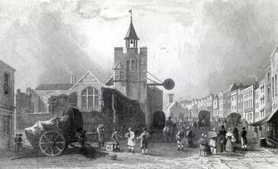 High St. with the Church of St. Nicholas, Colchester, Essex, engraved by Charles Mottram by William Henry Bartlett