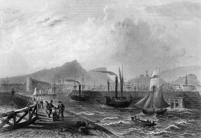 Leith Pier and Harbour, engraved by Robert Wallis, c.1820 by William Henry Bartlett