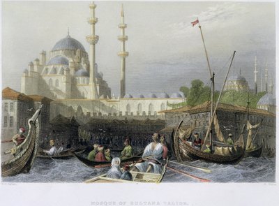 Mosque of Sultana Valide from the Port, engraved by William Wallis by William Henry Bartlett