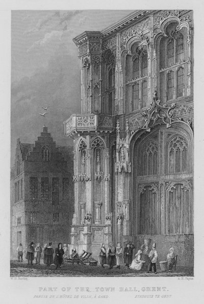 Part of the Town Hall, Ghent by William Henry Bartlett