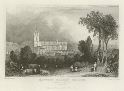Saffron Walden Church, from the South, Essex by William Henry Bartlett