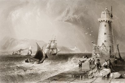 South Wall Lighthouse with Howth Hill in the Distance, Dublin, from 