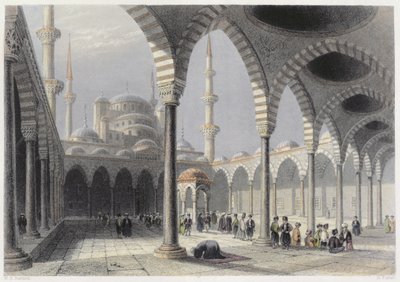 The Court of the Mosque of Sultan Achmet, Istanbul, engraved by S. Fisher by William Henry Bartlett