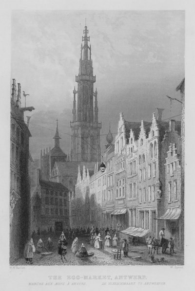 The Egg-Market, Antwerp by William Henry Bartlett