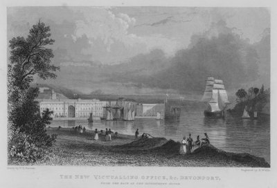 The New Victualling Office, etc, Devonport, from the Back of the Government House by William Henry Bartlett