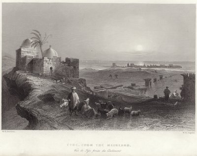 Tyre from the mainland by William Henry Bartlett