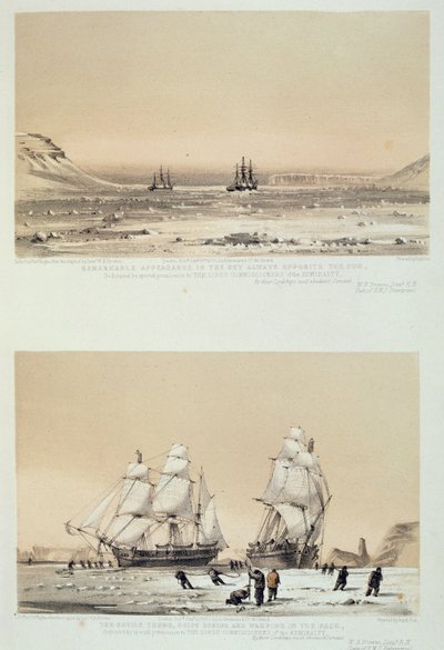 Remarkable appearance in the sky always opposite the sun and The Devils Thumb, ships boring and warping in the pack from 