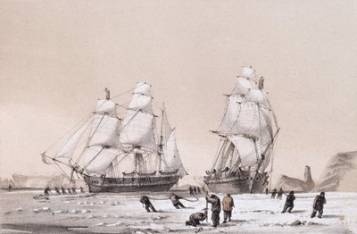 Remarkable appearance in the sky always opposite the sun (top) and The Devils Thumb, ships boring and warping in the pack (bottom) from 