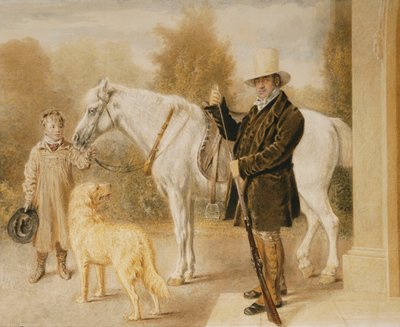 A Sportsman with a Boy, a Pony and a Dog by William Henry Hunt