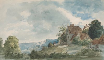 Cottages in an Extensive Landscape, late 1820s by William Henry Hunt