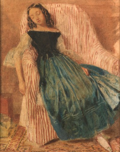 Girl Asleep in a Chair by William Henry Hunt
