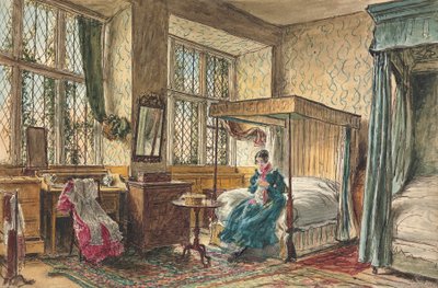 Miss Moore Sewing in Her Bedroom, Hardwick Hall, Derbyshire by William Henry Hunt
