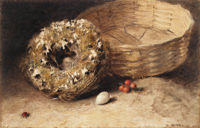 Still-Life with Basket, Nest, Egg, Red Currants and Ladybird by William Henry Hunt