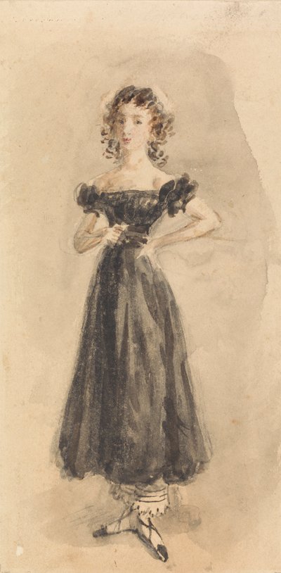 Study of a Young Girl, with Ringlets, in a Black Evening Dress by William Henry Hunt