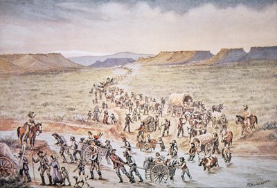 Mormon handcart pioneers heading West to Utah in 1850 by William Henry Jackson
