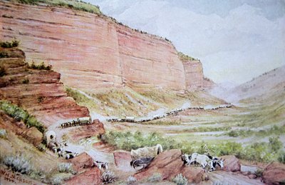 Mormon wagon train passing though Echo Canyon, east of Salt Lake City, Utah by William Henry Jackson