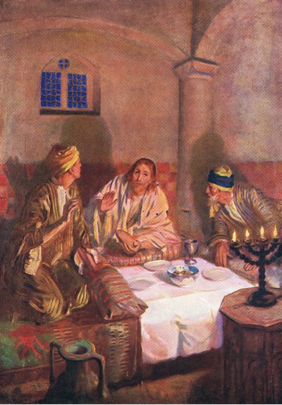 Evening at Emmaus, from The Bible Picture Book published by Thomas Nelson, c.1950 by William Henry Margetson