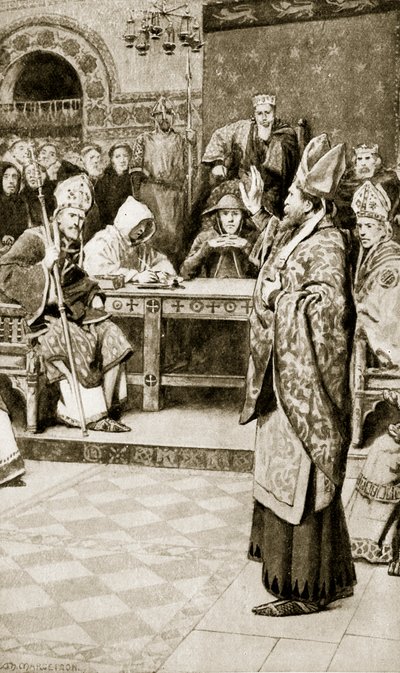 Jocelyn, Bishop of Glasgow, at Northampton, 1176, Illustration from 