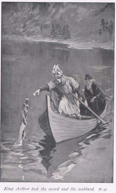 King Arthur took the sword and the scabbard by William Henry Margetson