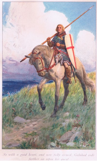 So with good heart, and more fully armed, Galahad rode further upon his quest by William Henry Margetson