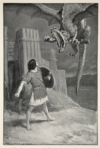 The dragon sank towards him, opening its terrible jaws, from 