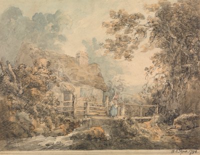 Cottage and Foot Bridge by William Henry Pyne