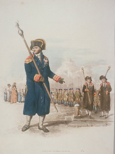 Parish Beadle in Civic Costume Holding a Staff, 1805 by William Henry Pyne