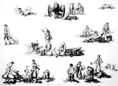 Paviours laying granite setts by William Henry Pyne
