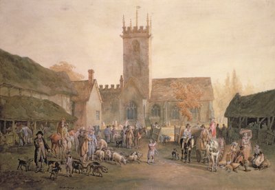 Pigmarket in the Yard of The Fountain Inn, Bedford, 1806 by William Henry Pyne