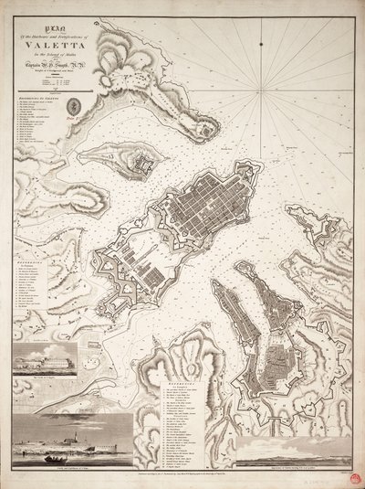 Plan of the harbours and fortifications of Valetta in the island of Malta by William Henry Smyth