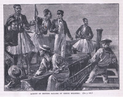 Arrest of the British Sailors by Greek Soldiers AD 1850 by William Heysham Overend