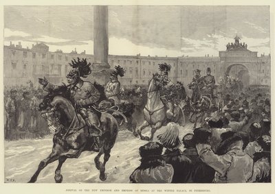 Arrival of the New Emperor and Empress of Russia at the Winter Palace, St Petersburg by William Heysham Overend