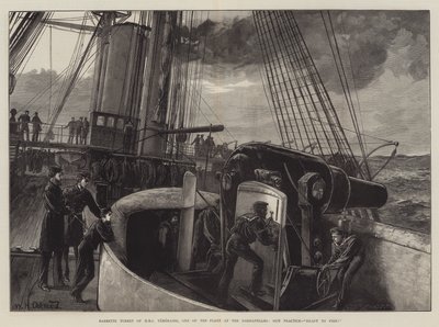 Barbette Turret of HMS Temeraire, One of the Fleet at the Dardanelles, Gun Practice, Ready to Fire! by William Heysham Overend