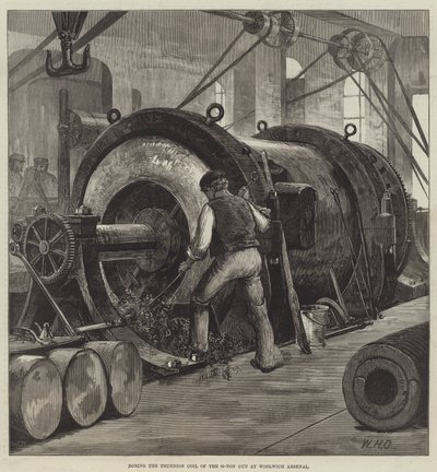 Boring the Trunnion Coil of the 81-Ton Gun at Woolwich Arsenal by William Heysham Overend