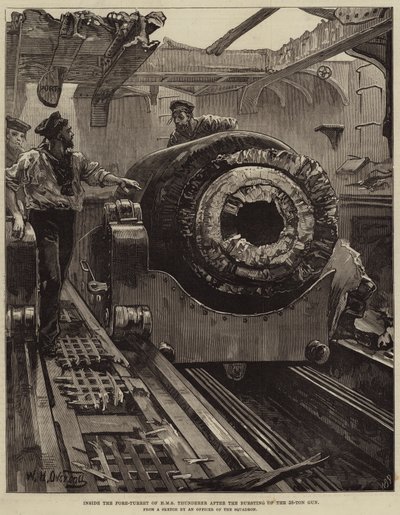 Inside the Fore-Turret of HMS Thunderer after the Bursting of the 38-Ton Gun by William Heysham Overend