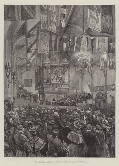 Lord Salisbury addressing a Meeting in the Guildhall, Londonderry by William Heysham Overend