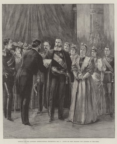 Opening of the Antwerp International Exhibition, 5 May, Count de Pret reading the Address to the King by William Heysham Overend