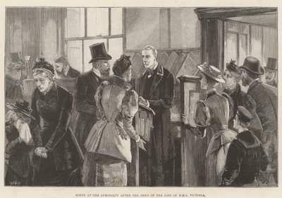 Scene at the Admiralty after the News of the Loss of HMS Victoria by William Heysham Overend