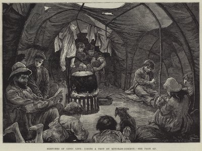 Sketches of Gipsy Life, Inside a Tent on Mitcham-Common by William Heysham Overend