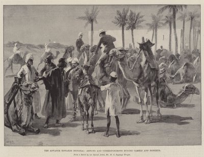 The Advance towards Dongola, Artists and Correspondents buying Camels and Donkeys by William Heysham Overend