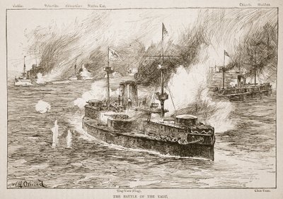 The Battle of Yalu River, 1894, illustration from 