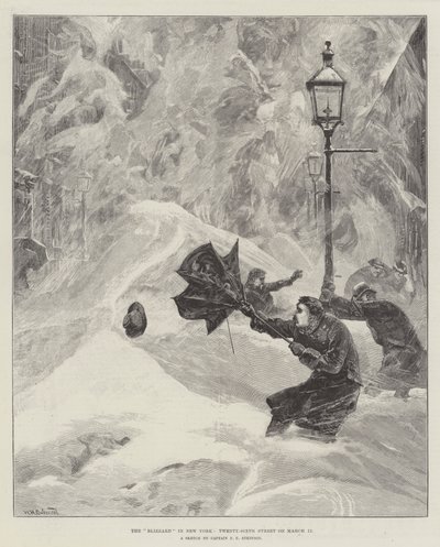 The Blizzard in New York, Twenty-Sixth Street on 12 March by William Heysham Overend