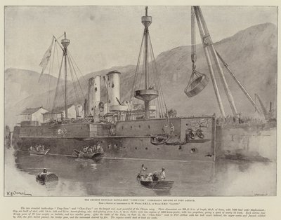 The Chinese Ironclad Battle-Ship Chen-Yuen Undergoing Repairs at Port Arthur by William Heysham Overend