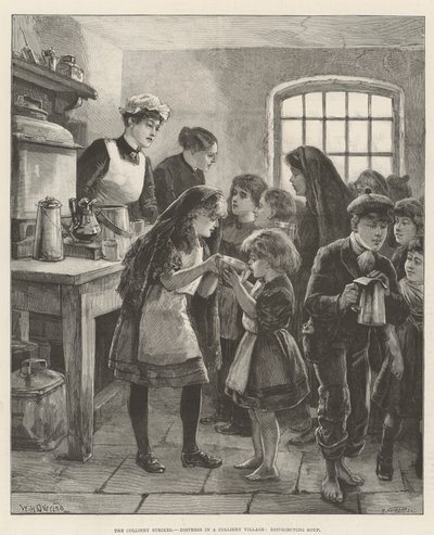 The Colliery Strikes, Distress in a Colliery Village, Distributing Soup by William Heysham Overend