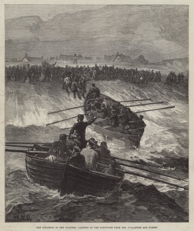 The Collision in the Channel, landing of the Survivors from the Avalanche and Forest by William Heysham Overend